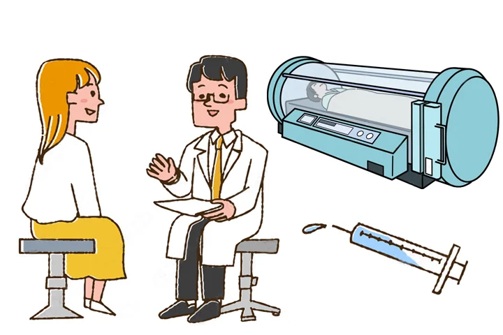 高気圧酸素療法、鼓室内ステロイド注射