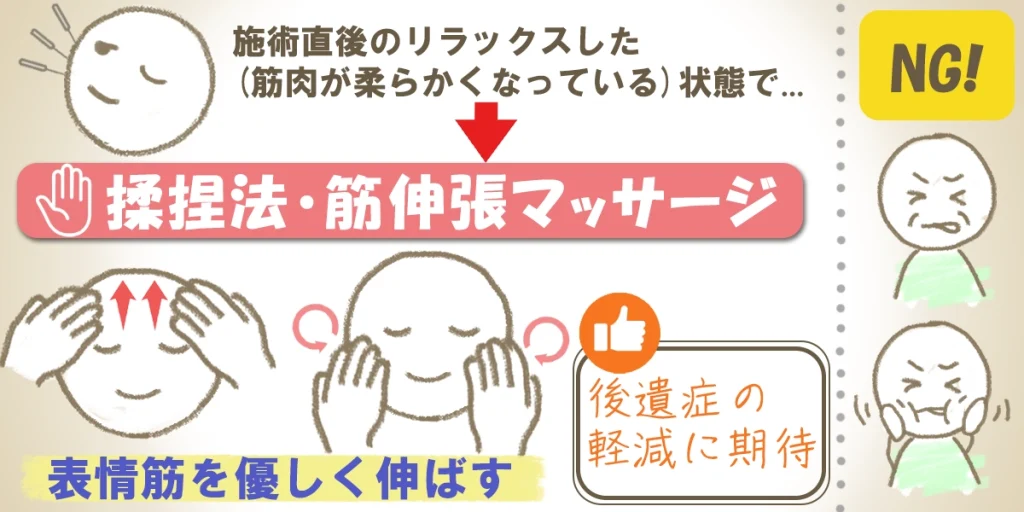 鍼治療直後のマッサージの有効性とNG行動をイラストで紹介
